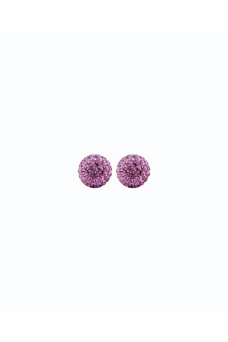 6mm Sparkle Ball Earrings - Amethyst Crystal - PUR