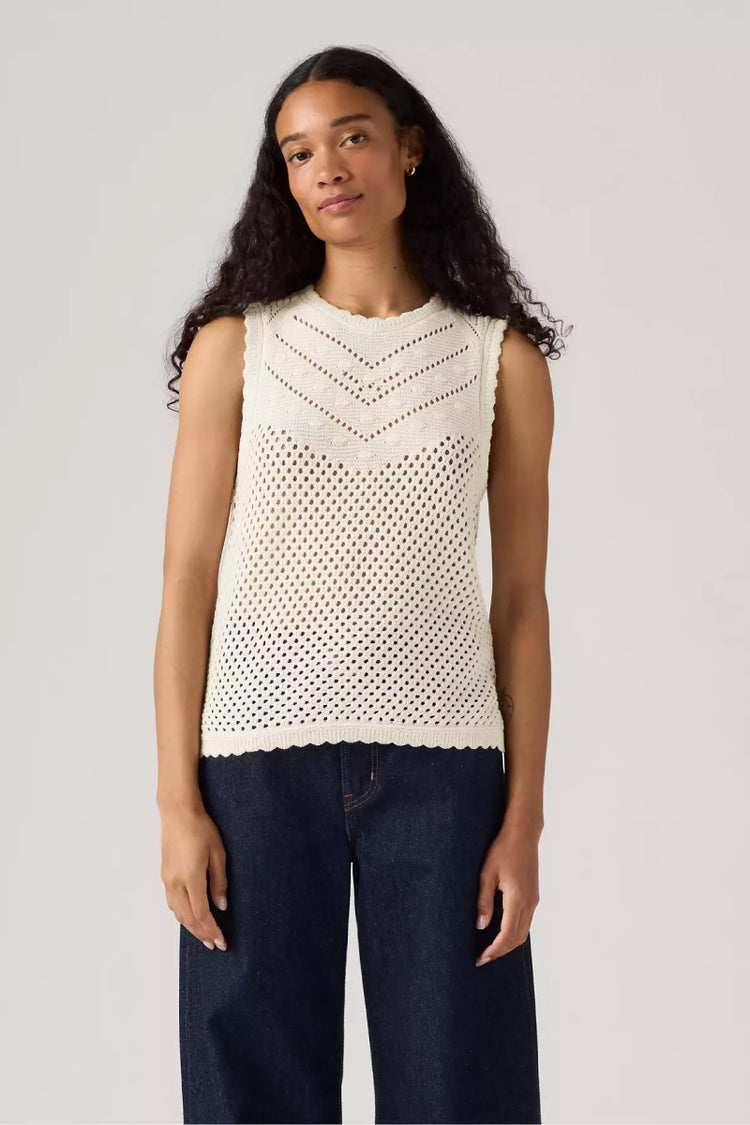 Adrienne Crochet Tank - WHT