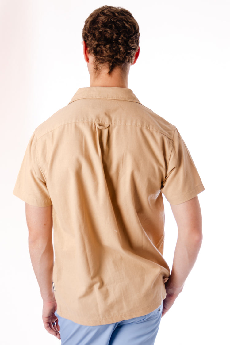 Airy Linen Short Sleeve Shirt - TAN