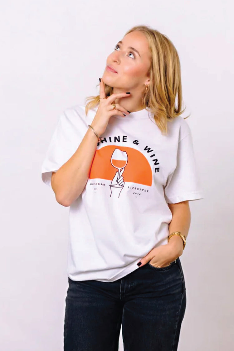 Unisex Sunshine & Wine Tee - White