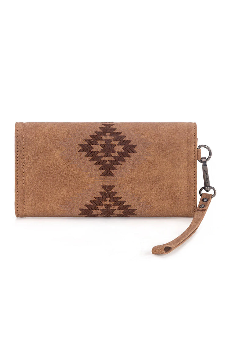 Aztec Embroidered Wallet - BRN