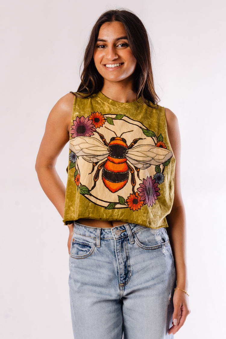 Bees & Flowers Crop Tank - BEE