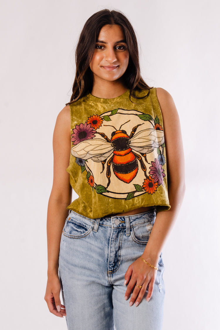 Bees & Flowers Crop Tank - BEE