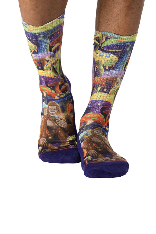 Bigfoot Eating Mushrooms Sock - MUL