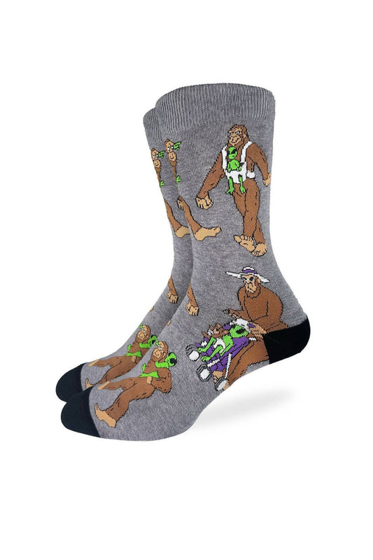 Bigfoot with Baby Alien Socks - GRY