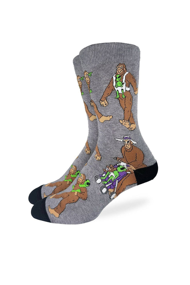 Bigfoot with Baby Alien Socks - GRY