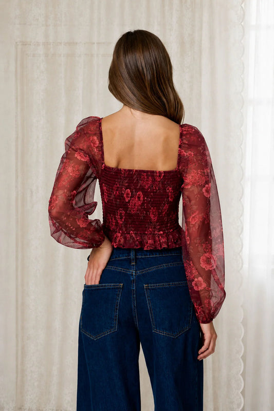 Floral Chiffon Blouse - BUR