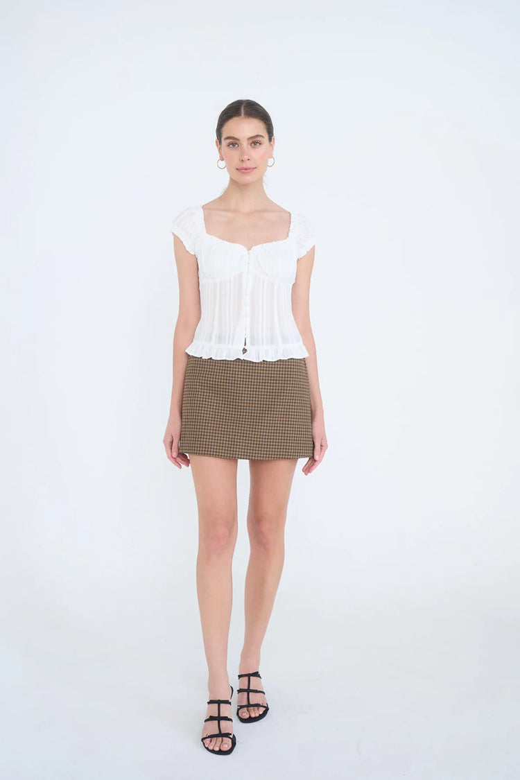 Striped Button-up Corset Top - White