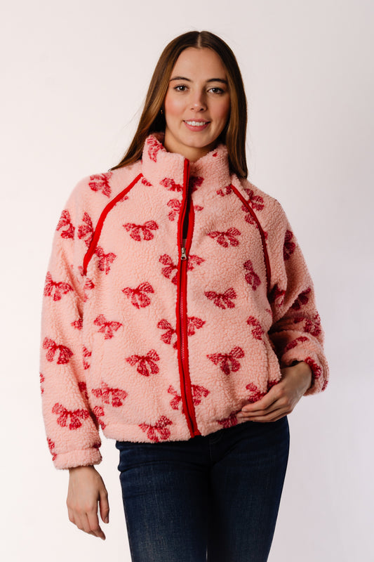 Bow Sherpa Jacket - PNK