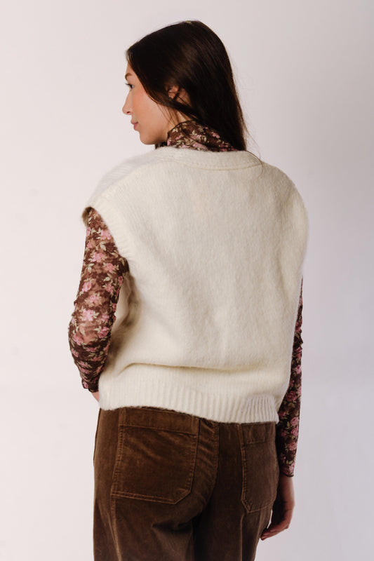 Brush Floral Embroidered Vest - CRM