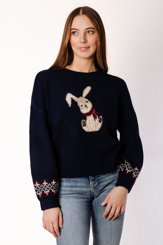 Bunny Jacquard Sweater - NVY