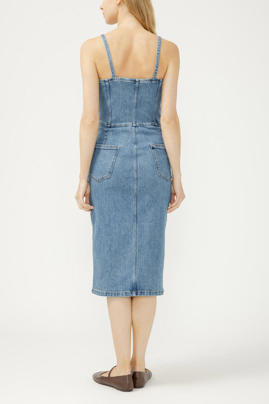 Button-Front Denim Midi Dress - COC