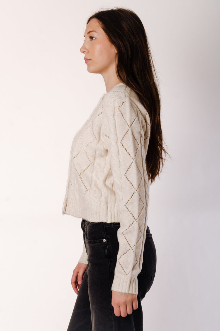 Cable Cardigan - WHT