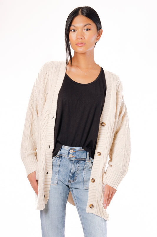 Cable Heart Cardigan - WHT