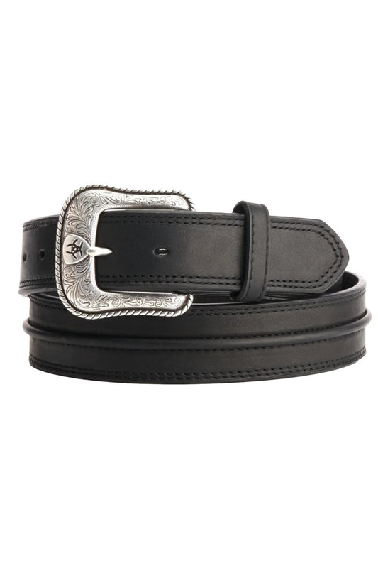 Center Bump Leather Belt - BLK