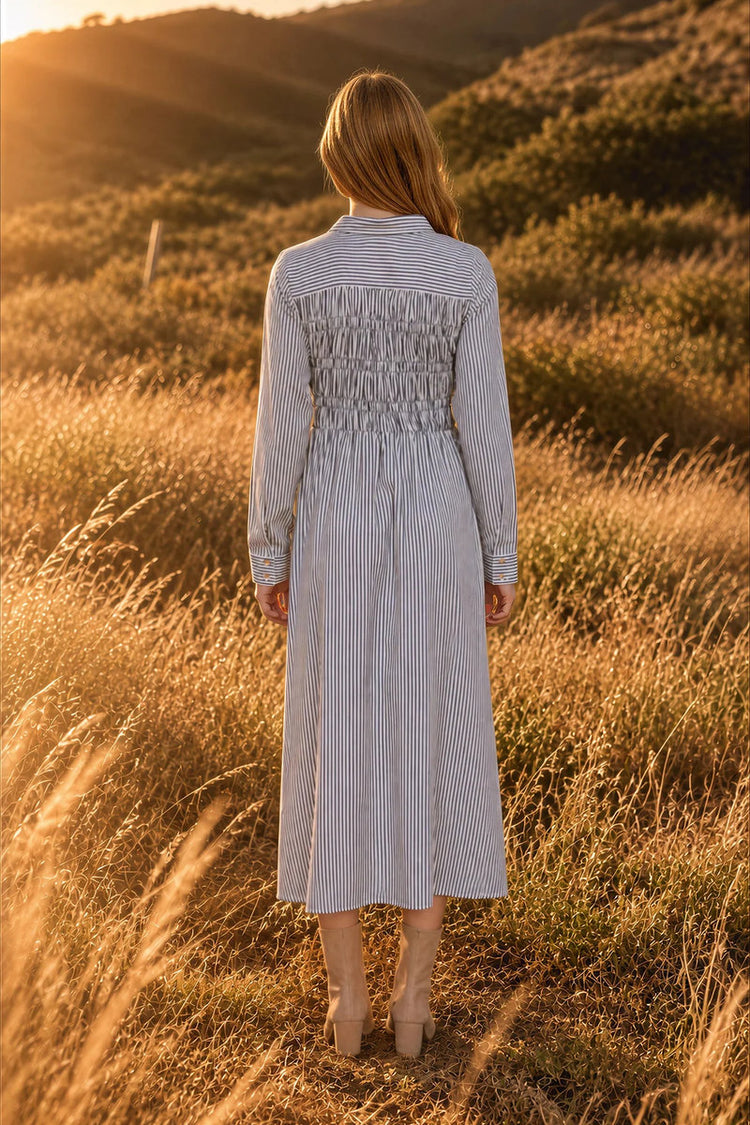Collared Shirt Dress - NVY