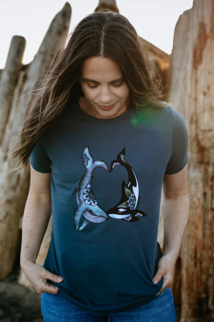 Colourful Whale Heart Tee - NVY