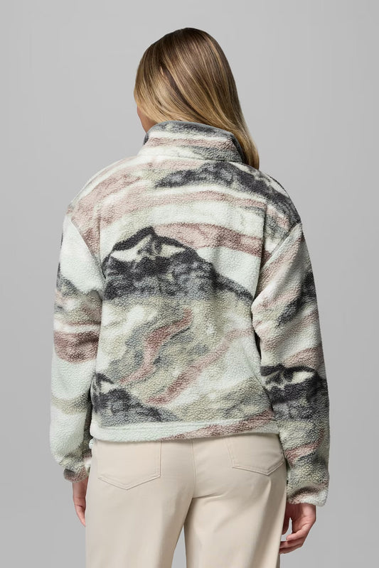 Helvetia II Printed Cropped Half Snap Fleece Pullover - SAG
