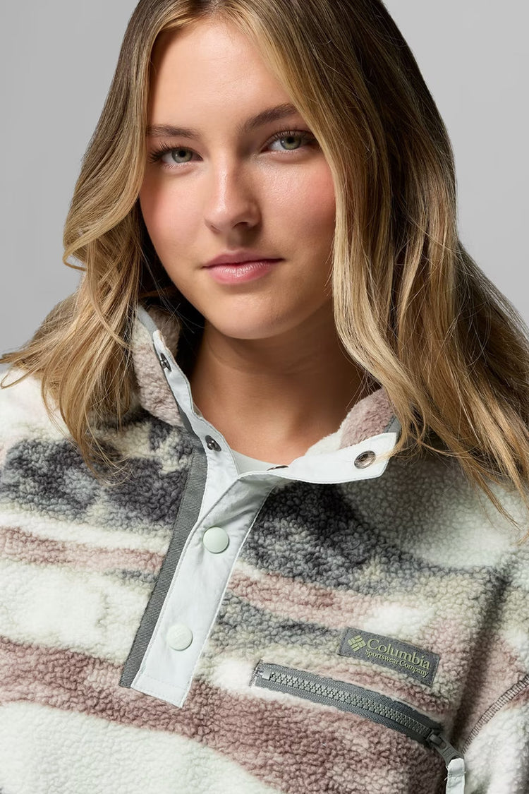 Helvetia II Printed Cropped Half Snap Fleece Pullover - SAG