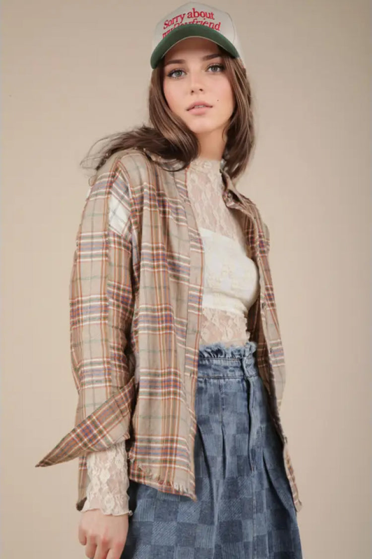 Contrast Plaid Shirt - TAU