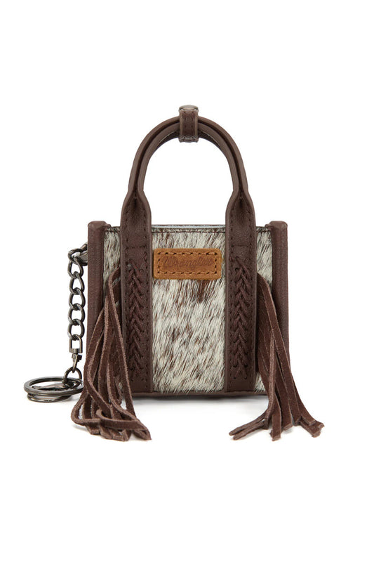Cowhide Mini Handbag Charm - BRN