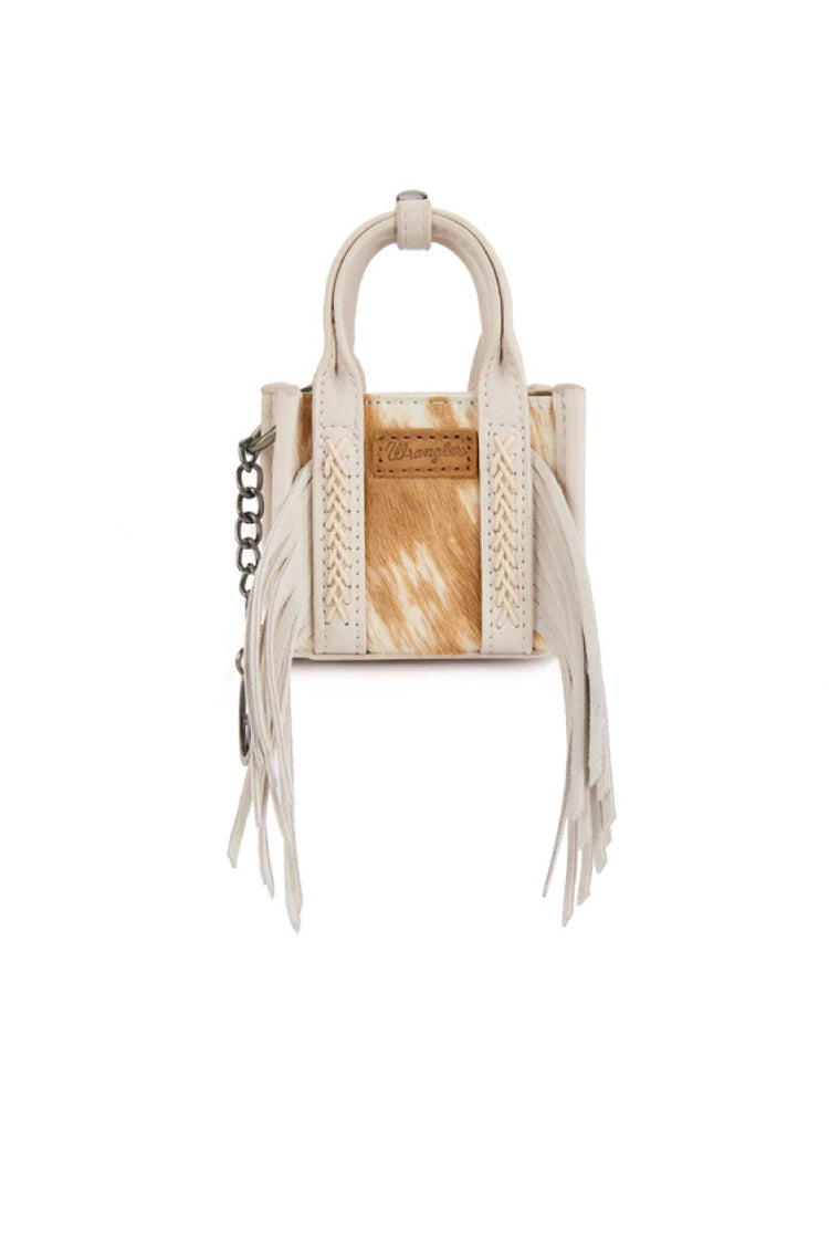 Cowhide Mini Handbag Charm - White