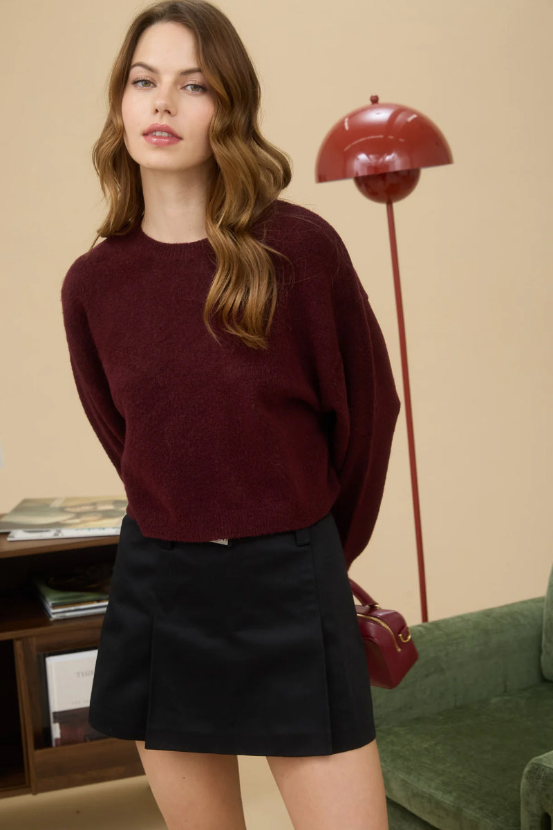 Crew Crop Sweater - RED