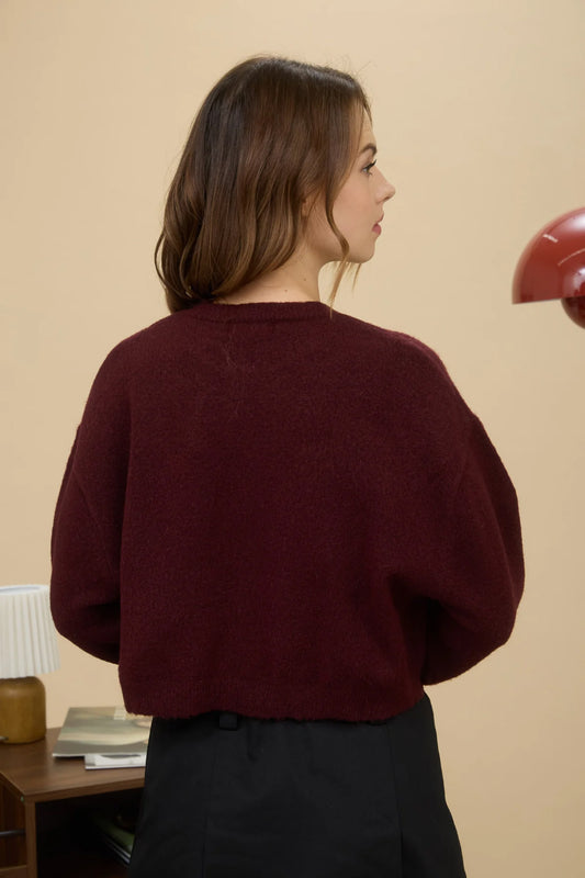 Crew Crop Sweater - RED
