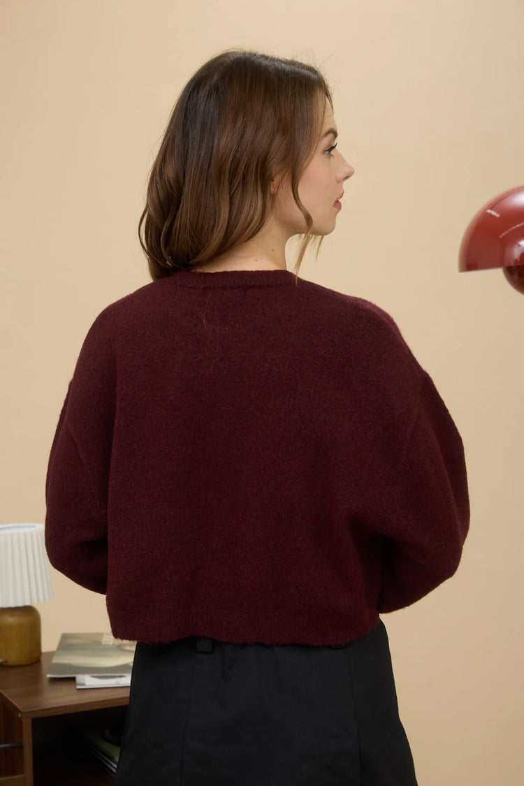 Crew Crop Sweater - RED