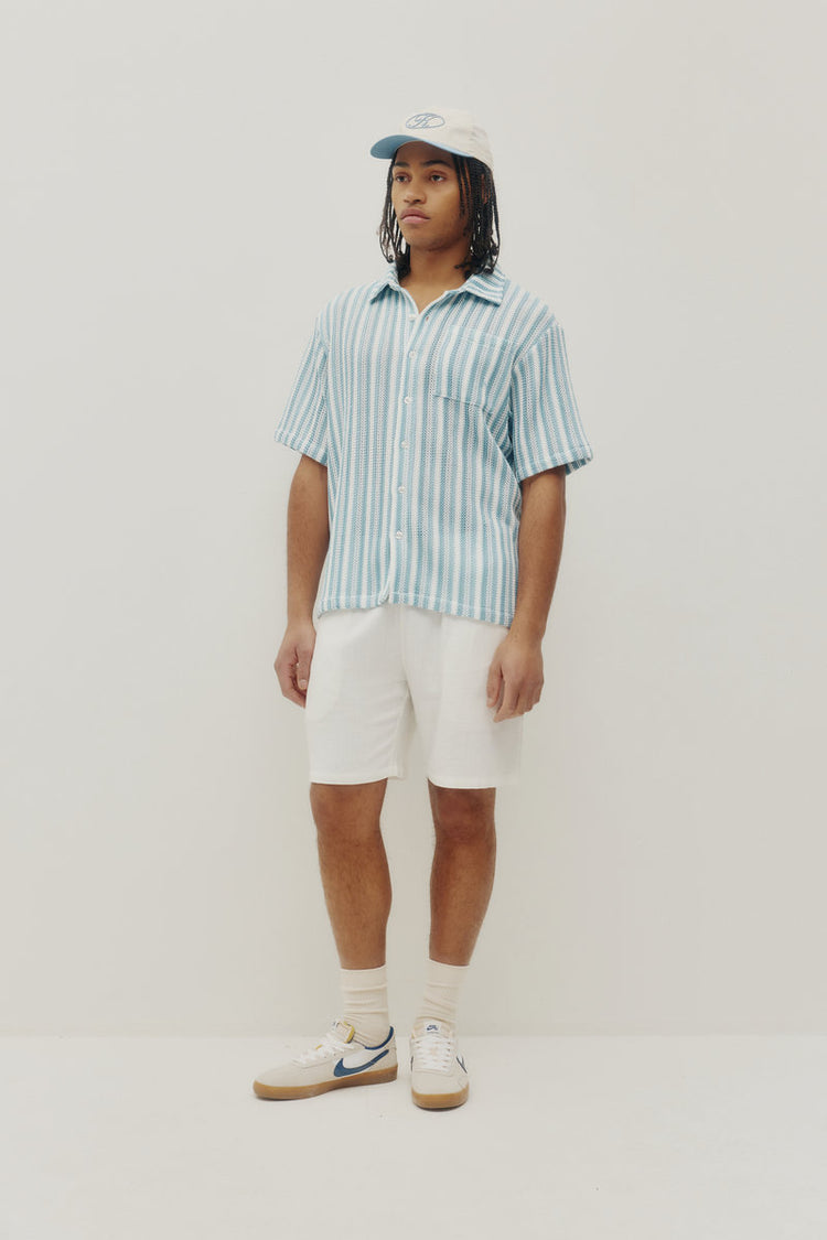 Crochet Stripe Shirt - BLU