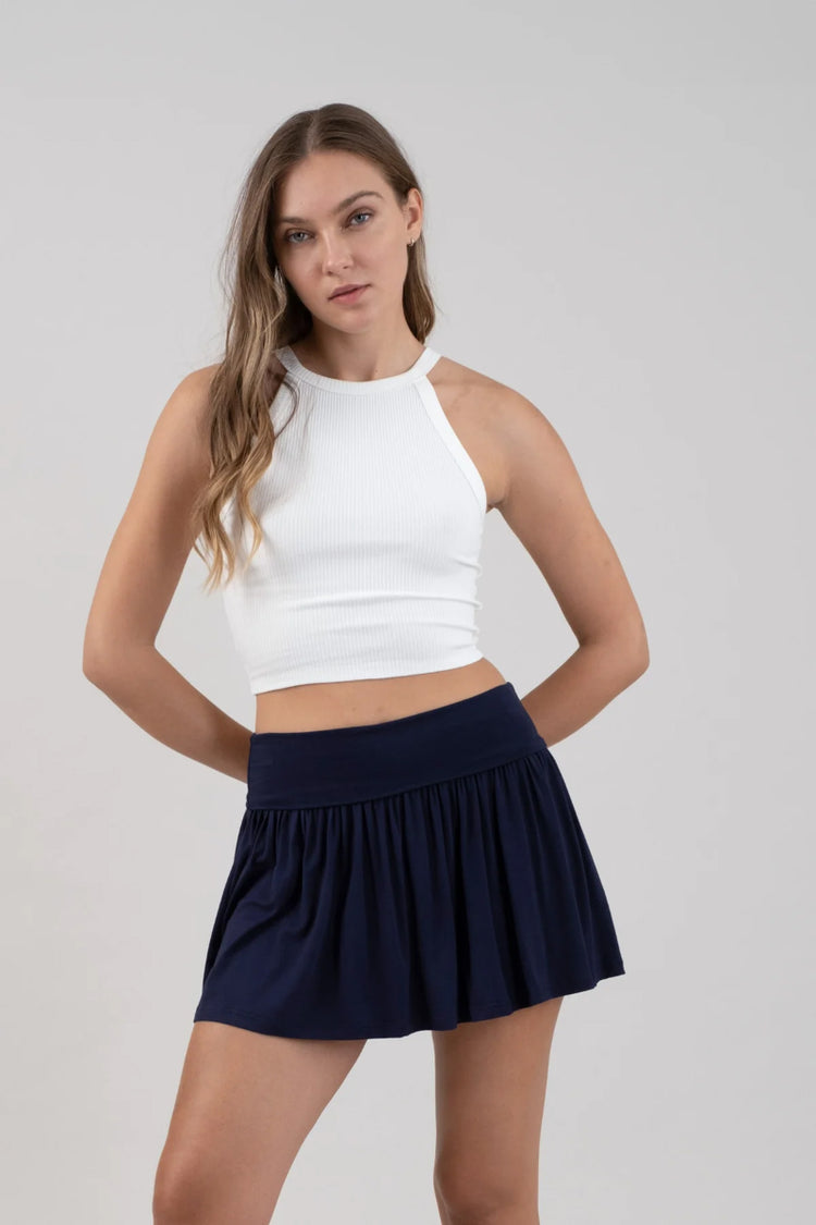 Crop Halter Tank Top - WHT