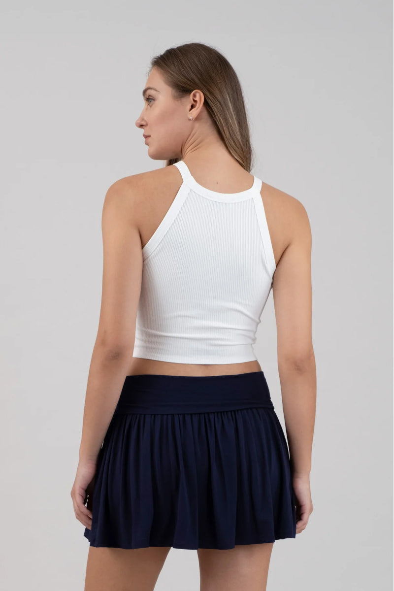 Crop Halter Tank Top - WHT