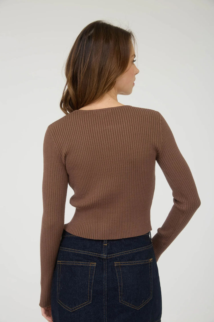 Cutout Bow Detail Top - BRN