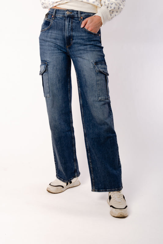 Denim Cargo Wide Leg Jeans - 31