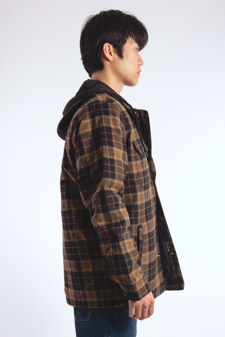 Insulated Hooded Plaid Jacket - TOB