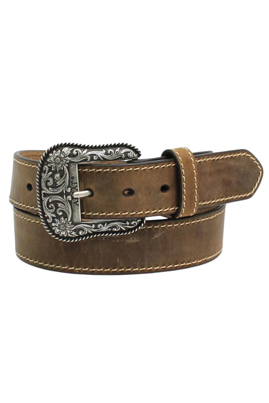 Distressed Heavy Stitch Belt - BRN