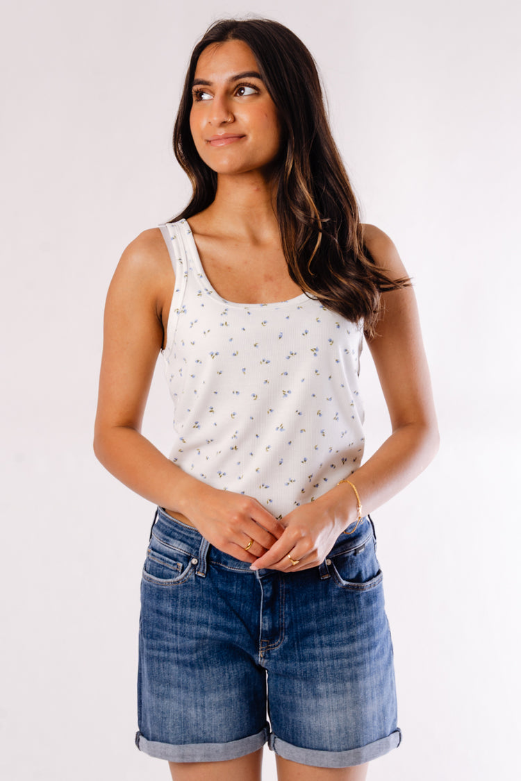 Ditsy Floral Tank - BLU