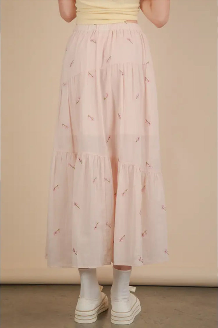 Embroidered Daisy Maxi Skirt - BLS