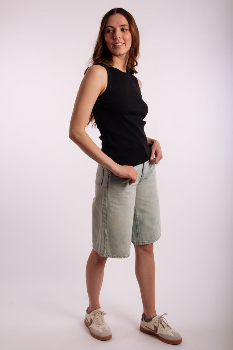 Fitted Ribbed Tank - BLK