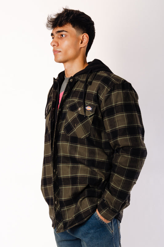 Fleece Hooded Flannel Jacket - THY