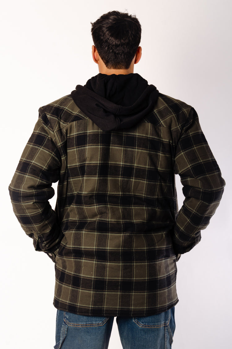 Fleece Hooded Flannel Jacket - THY