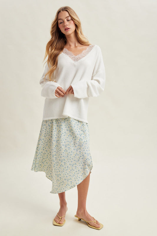 Floral Asymmetrical Skirt - BLU