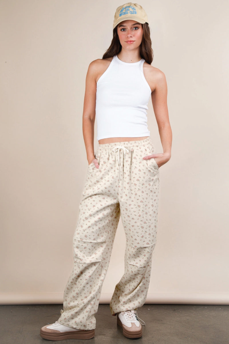Floral Linen Parachute Pants - OAT