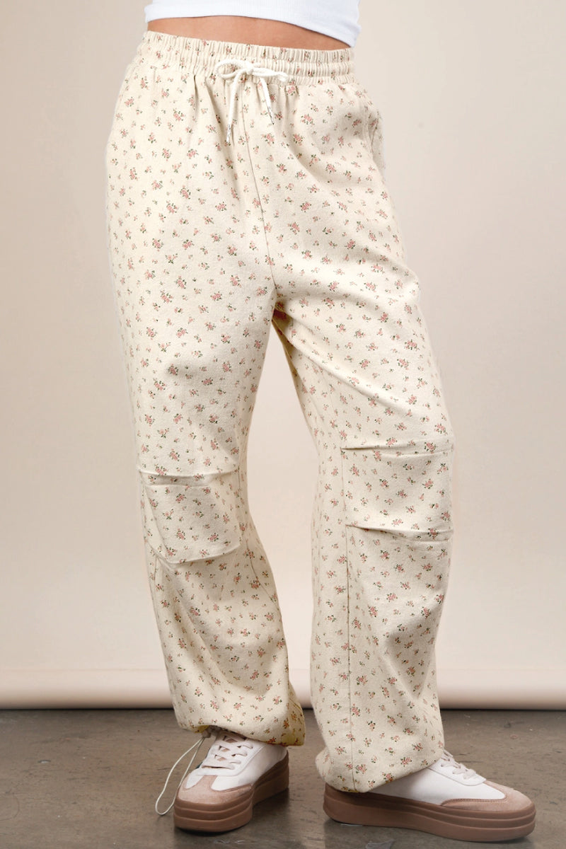 Floral Linen Parachute Pants - OAT