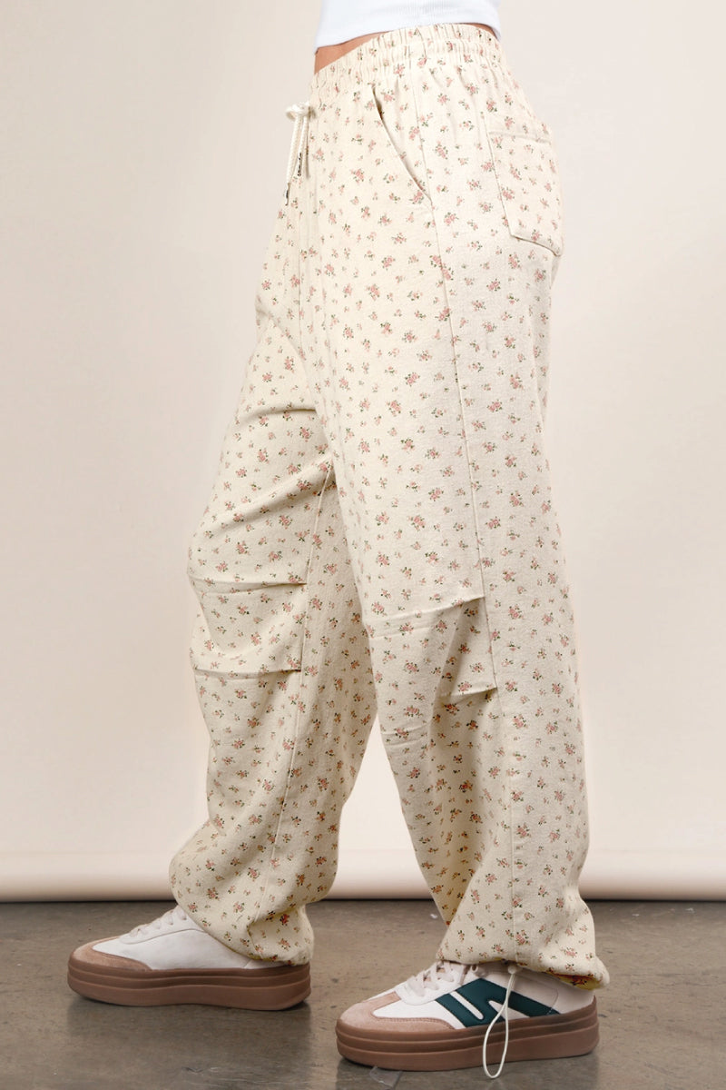 Floral Linen Parachute Pants - OAT