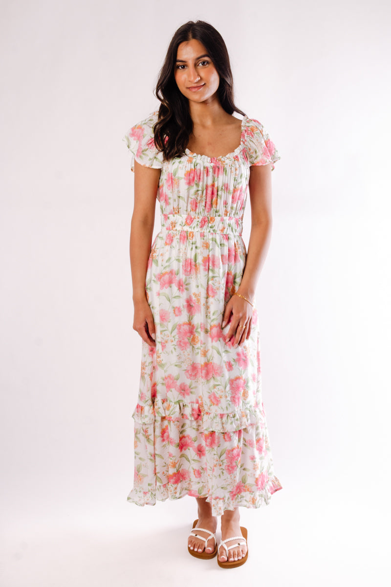 Floral Meadow Midi Dress - PNK