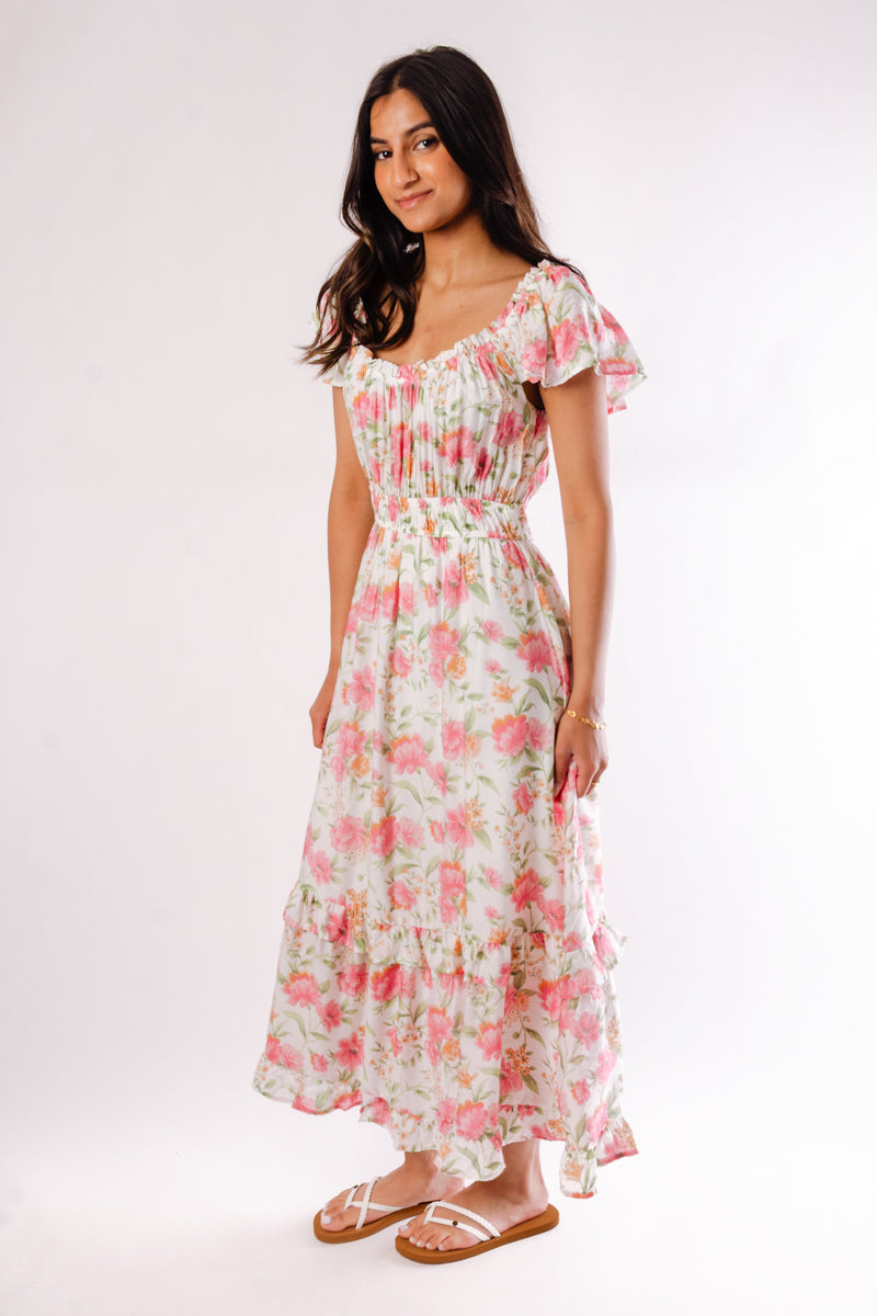 Floral Meadow Midi Dress - PNK