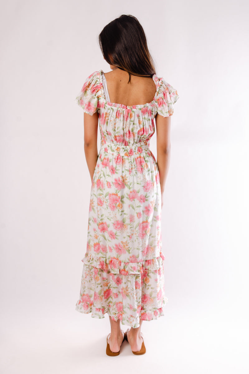 Floral Meadow Midi Dress - PNK