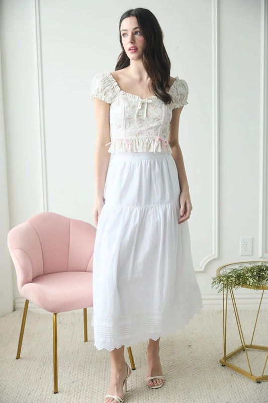 Floral Ribbon Crop Top - PNK