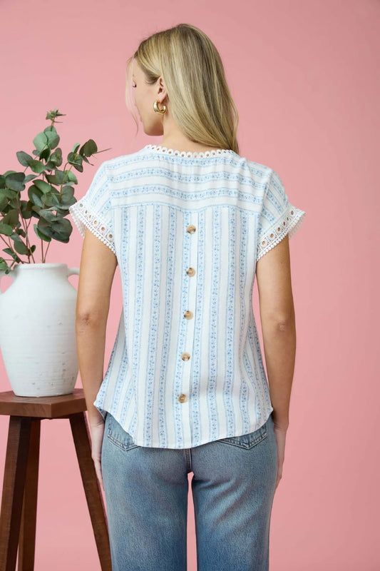Floral Stripe Top - BLU